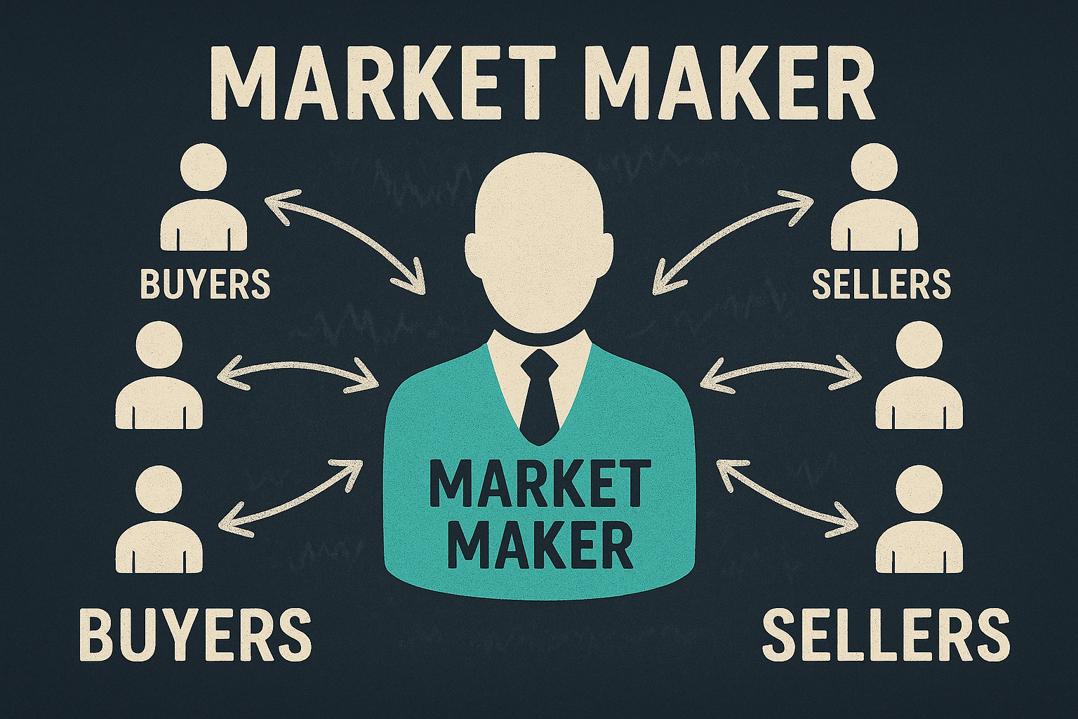 Market makers acting as intermediary between buyers and sellers