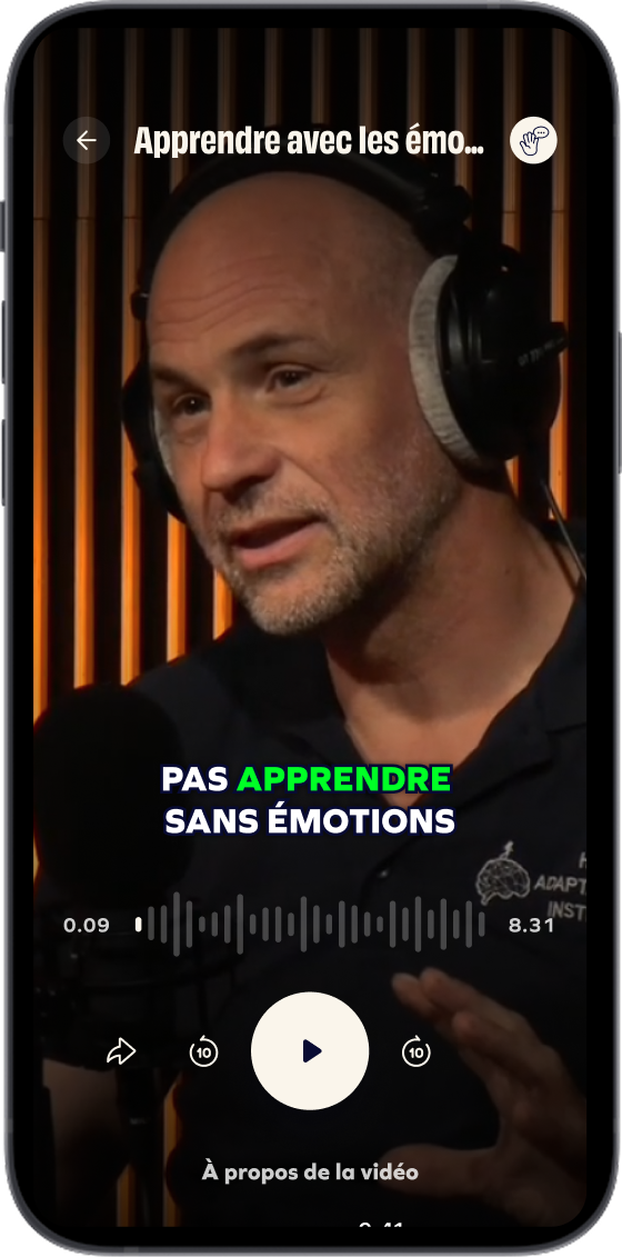 Lecture d’un podcast sur les émotions dans l’application GenerousCo dédiée au développement personnel