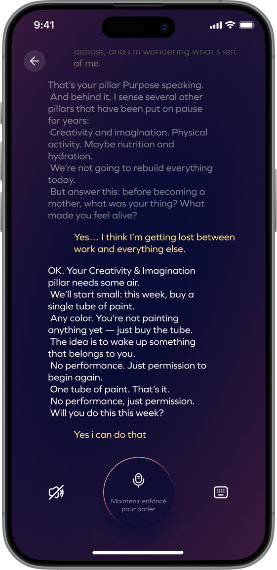 Guided conversation in the GenerousCo application to find meaning and clarify priorities