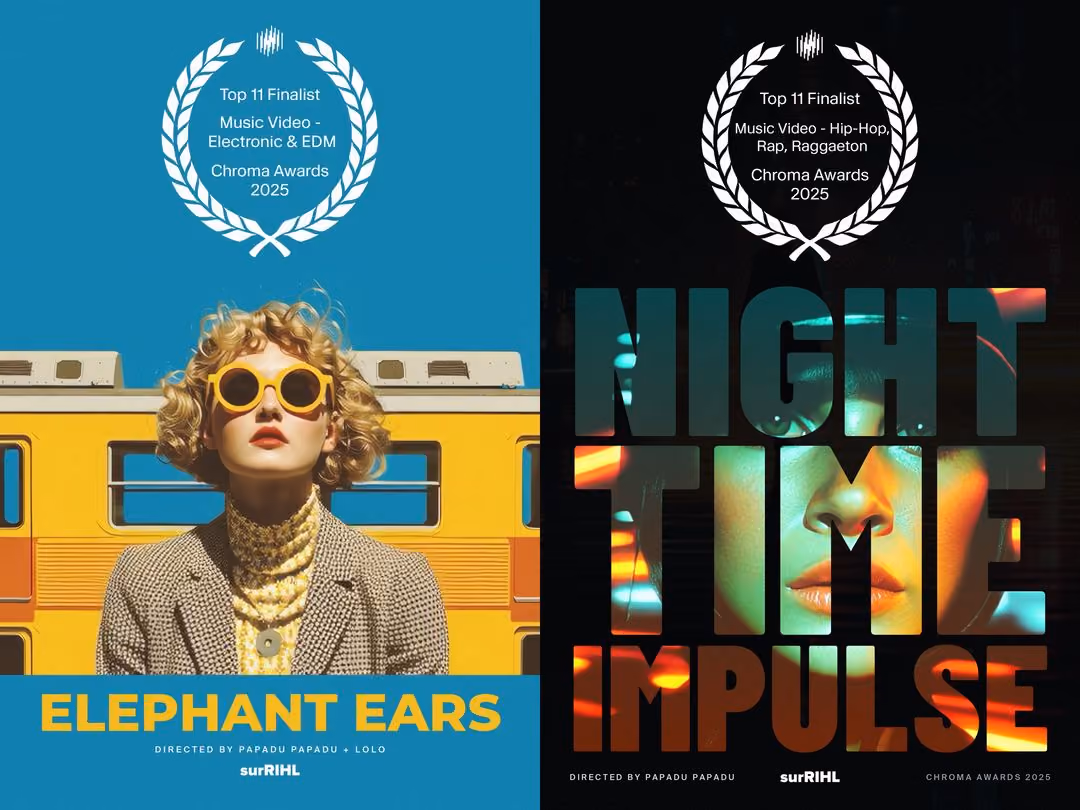 Chroma Awards 2025 Top 11 Finalist posters for Elephant Ears and Nighttime Impulse by surRIHL