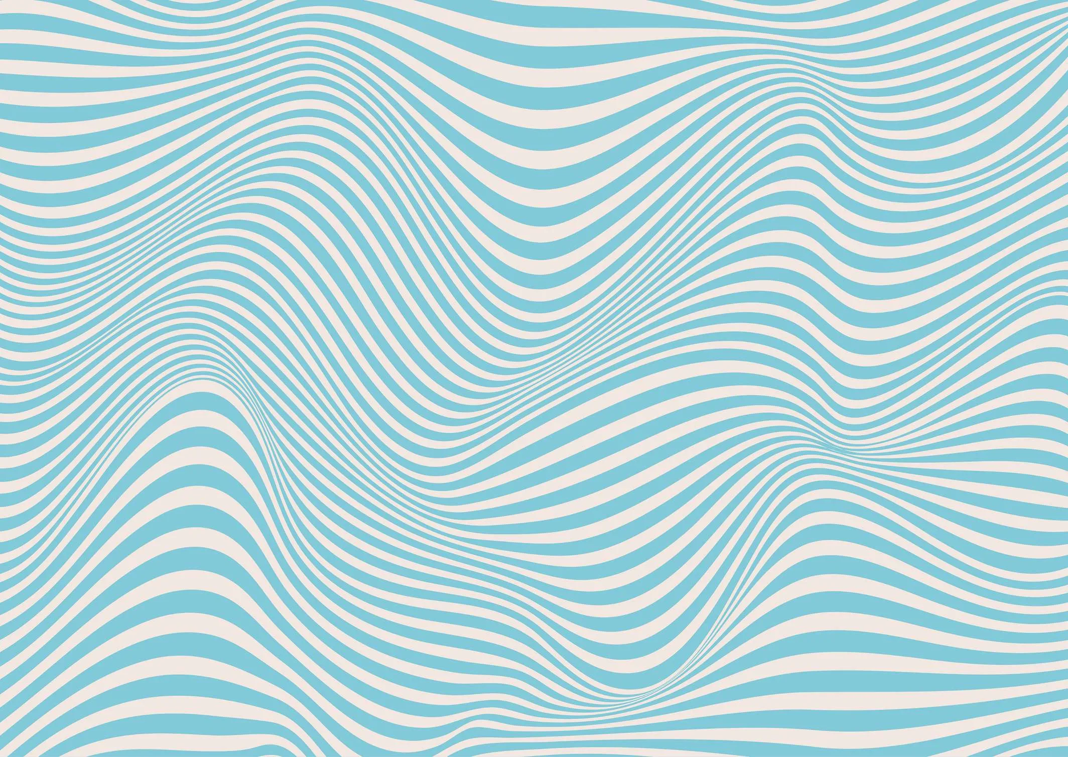 Abstract wavy pattern with light blue and off-white stripes creating an optical illusion of flowing waves.