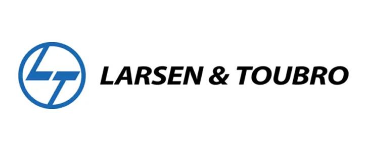 Larsen & Toubro logo with blue circle containing stylized letters LT.