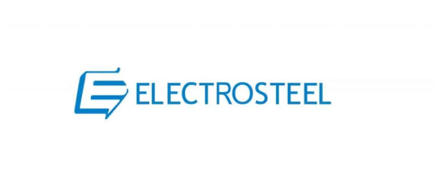 Electrosteel company logo with stylized E and lightning bolt.