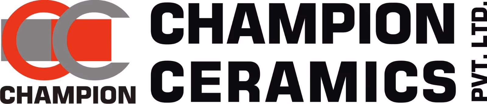 Champion Ceramics Pvt. Ltd. logo with overlapping red and gray circular shapes and bold black text.