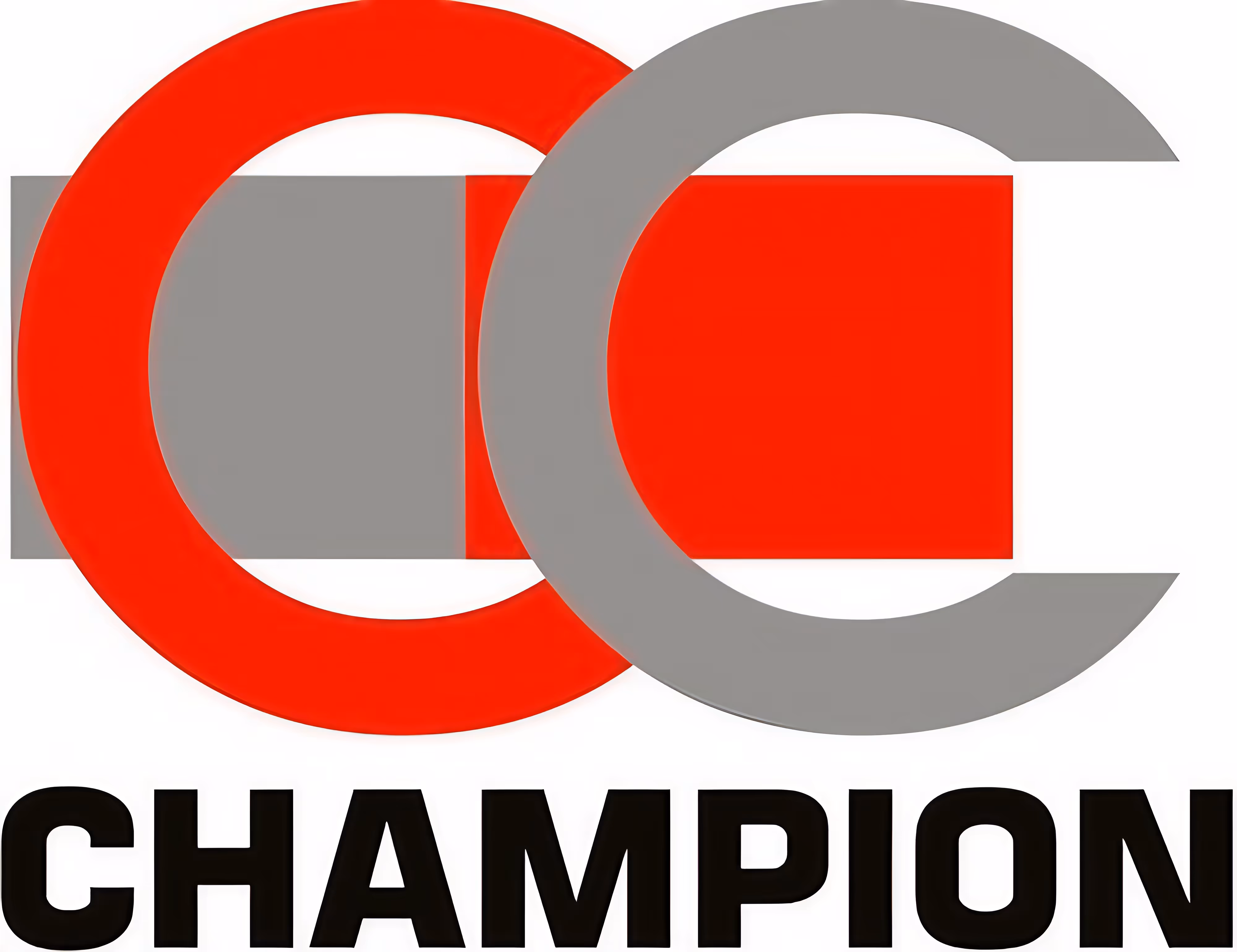 Champion logo with interlocking red and gray C letters above the word CHAMPION in bold black letters.