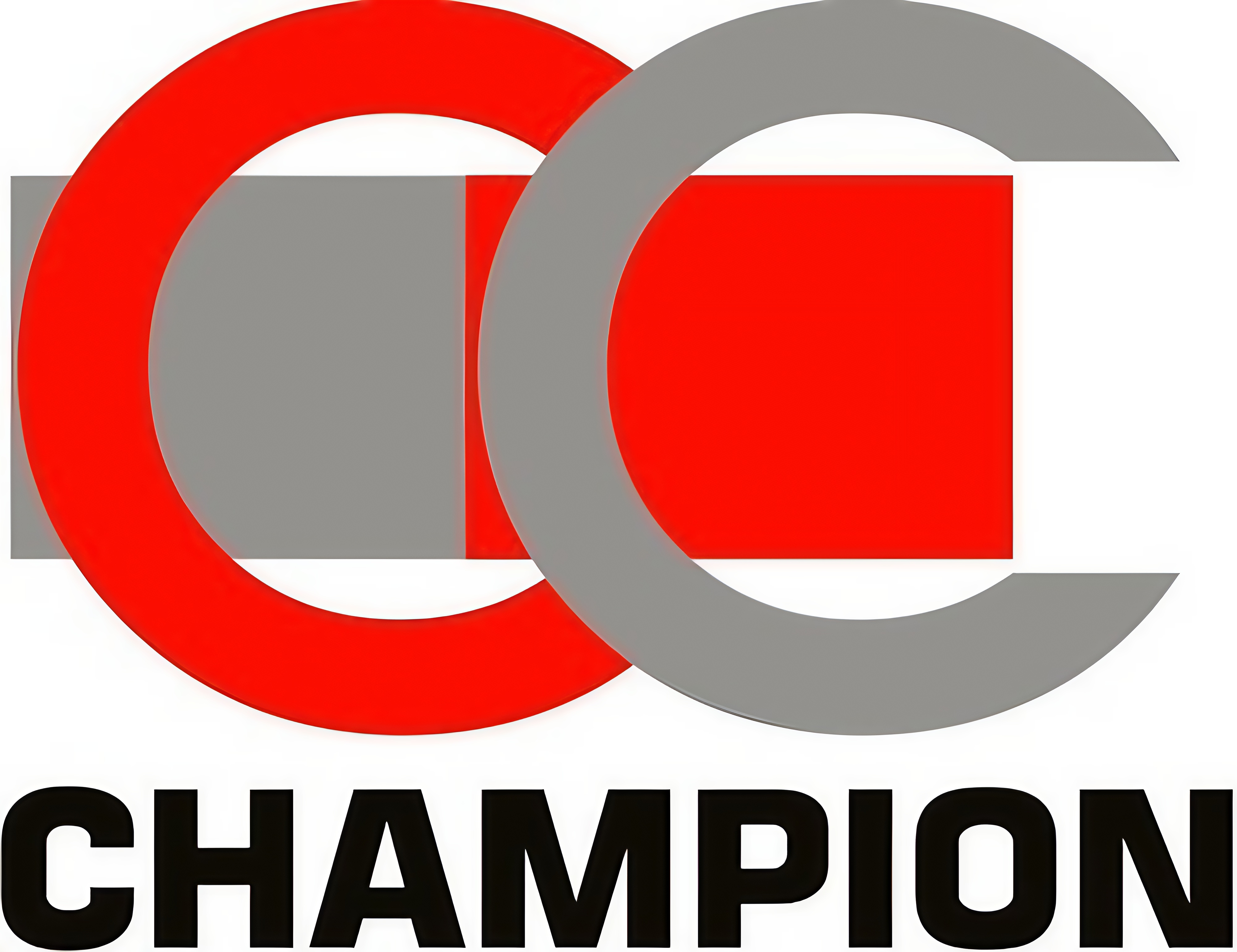 Champion logo with interlocking red and gray C letters above the word CHAMPION in bold black letters.
