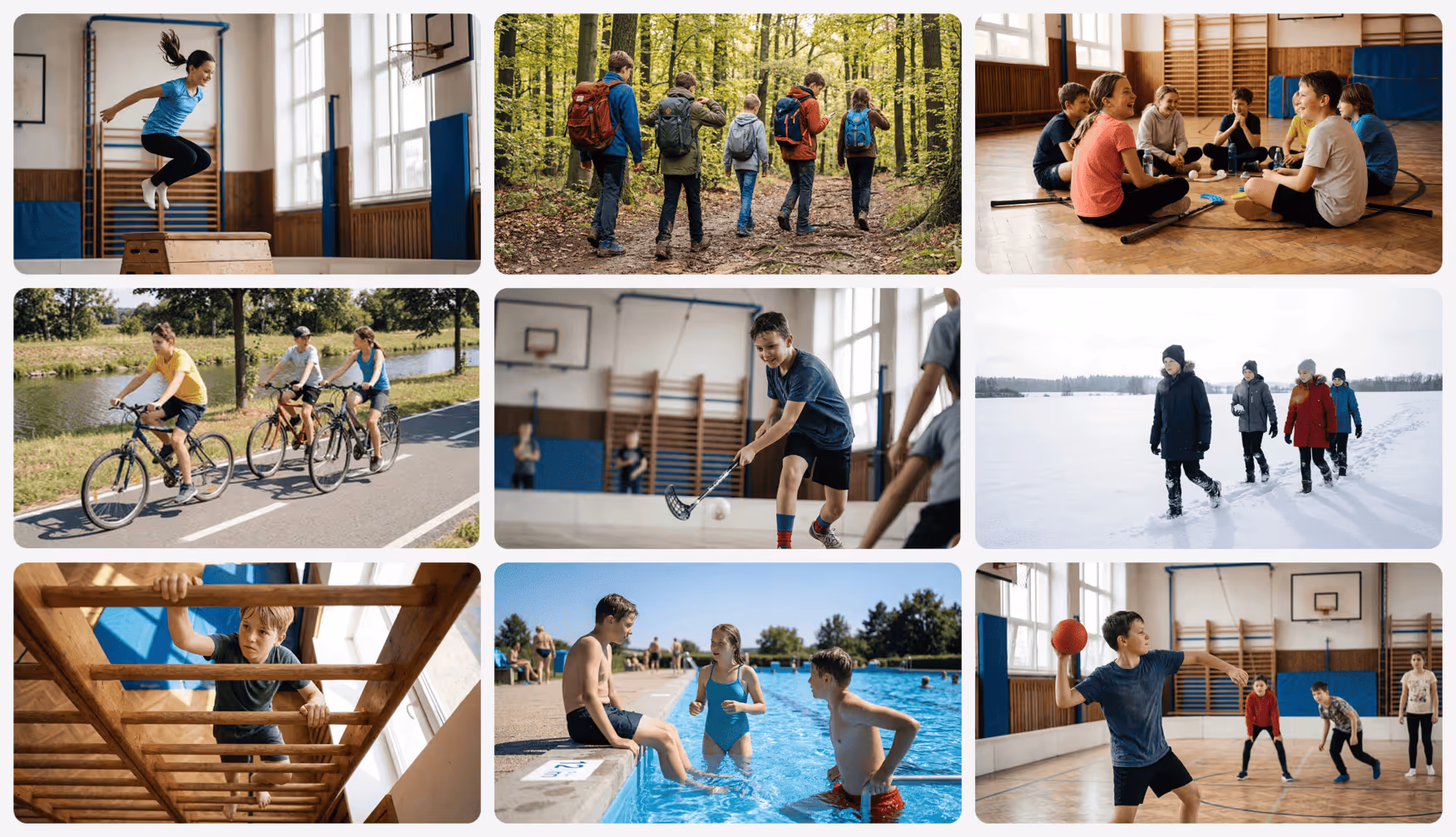 Děti při pohybových aktivitách v tělocvičně Looport Brandýs nad Labem