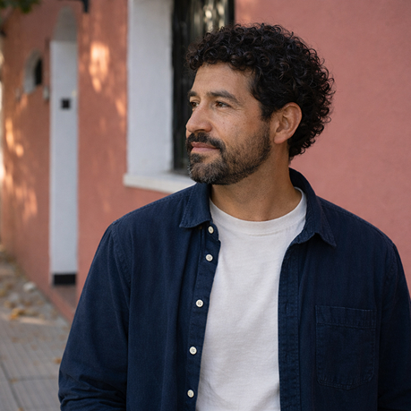 man with a beard on the street