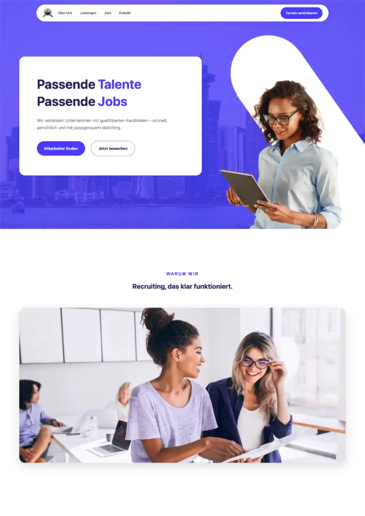 Projekt, Screenshot, Template, Example of Personalvermittlung Hamburg Website
