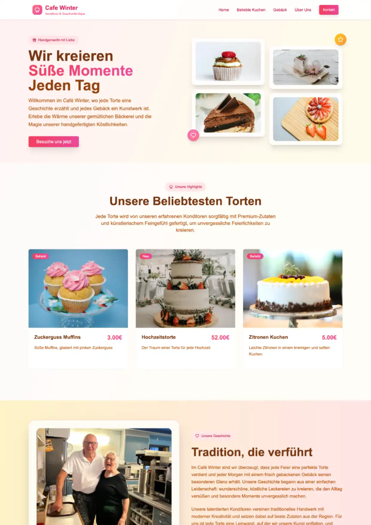 Projekt, Screenshot, Template, Example of a small cafe in Hamburg Website