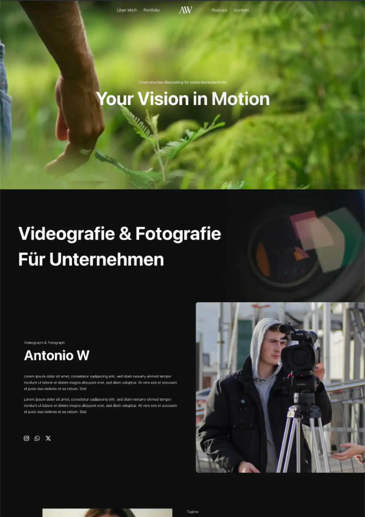 Projekt, Screenshot, Template, Example of Website of Anton Weimer, Portoflio Hamburg Website