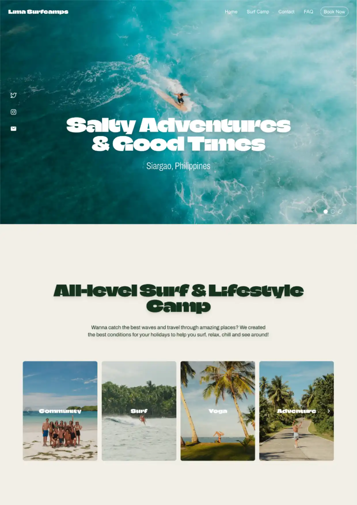 Projekt, Screenshot, Template, Example of Lima Surf Camp
Hamburg Website