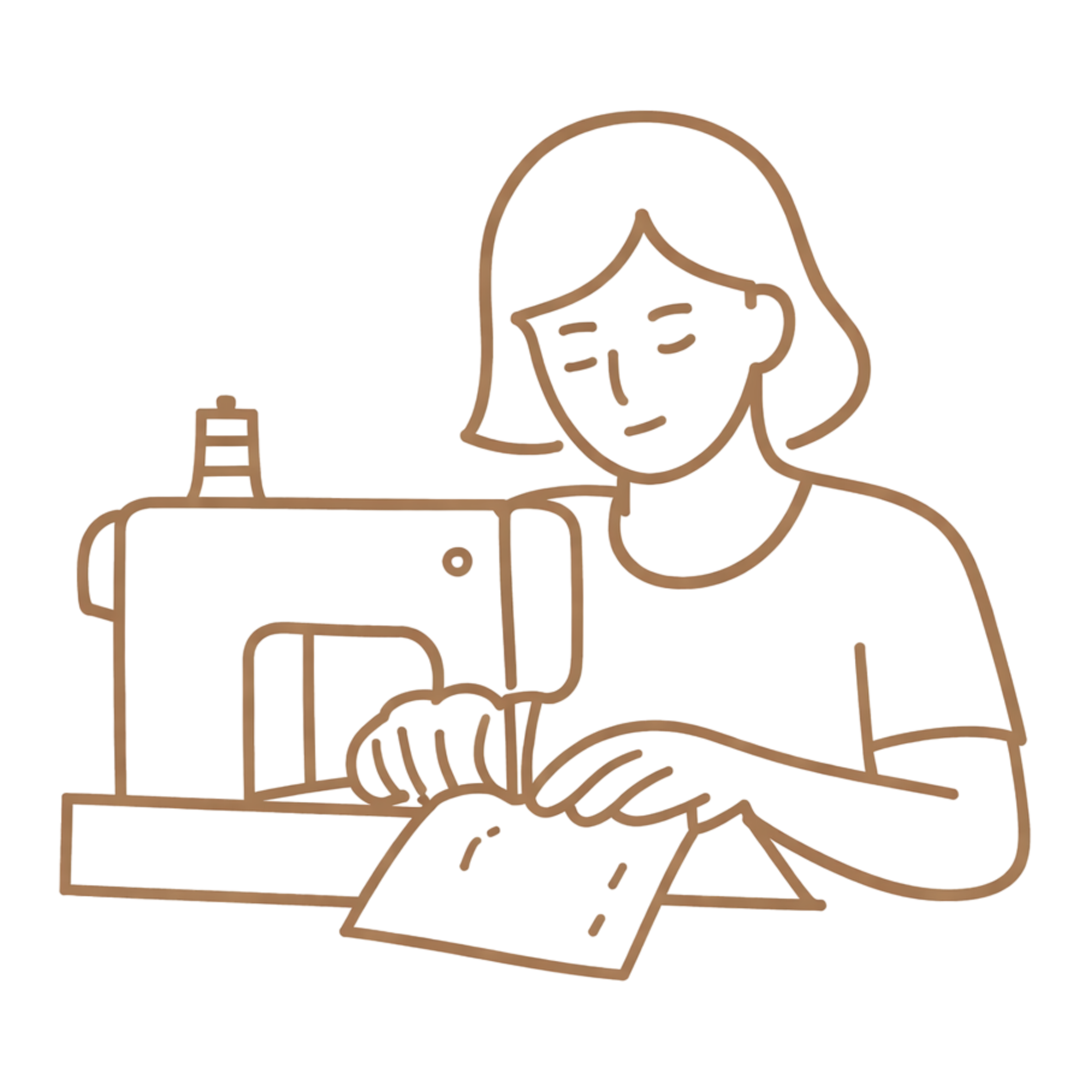 Couturière confectionnant une couverture souvenir Petit Chêne
