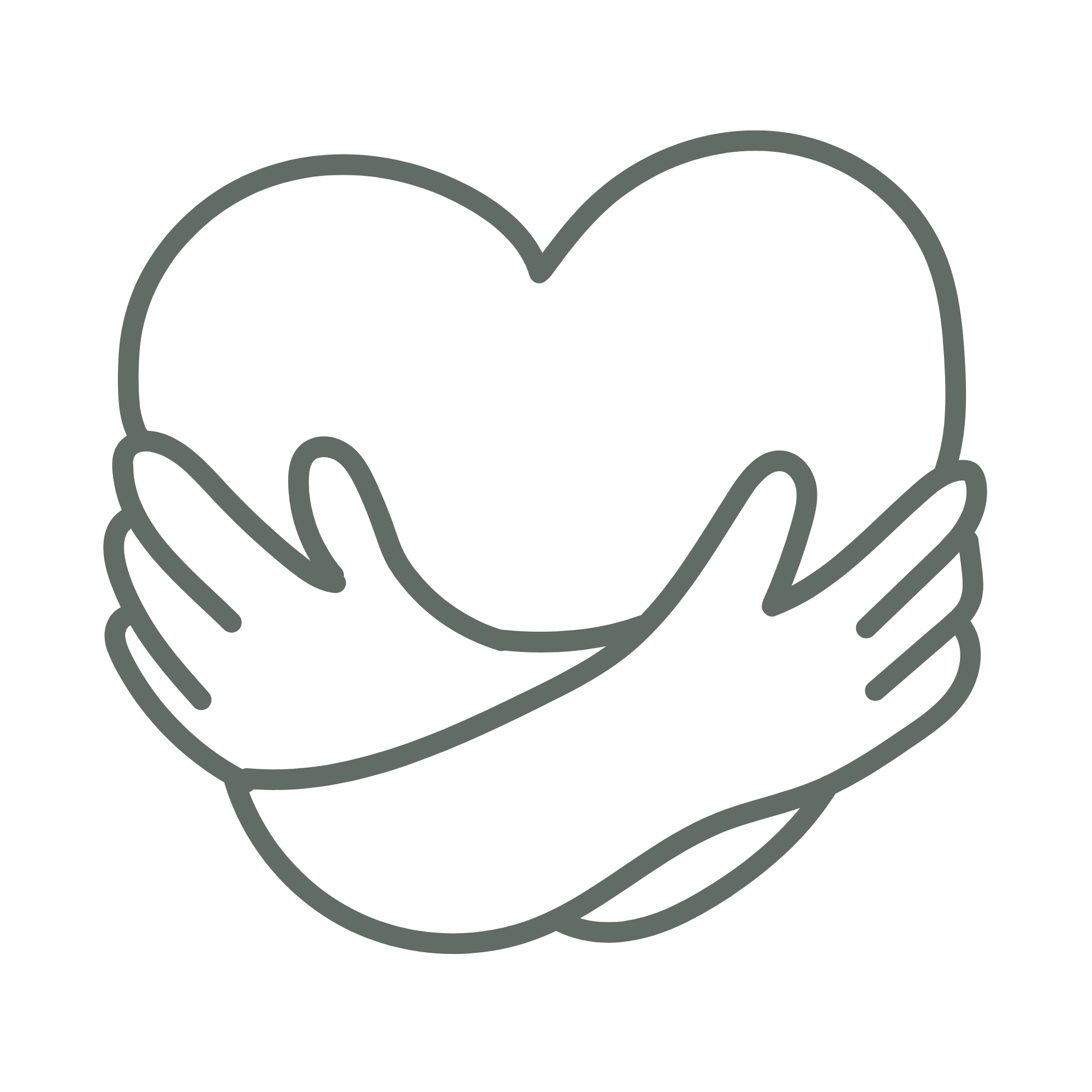 Icône d’un cœur entouré de deux mains, symbolisant la dimension émotionnelle des couvertures souvenirs