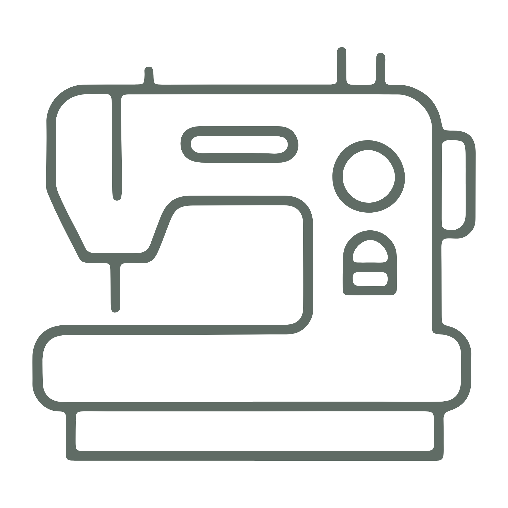 Icône de machine à coudre illustrant l’aspect artisanal et professionnel des couvertures souvenirs