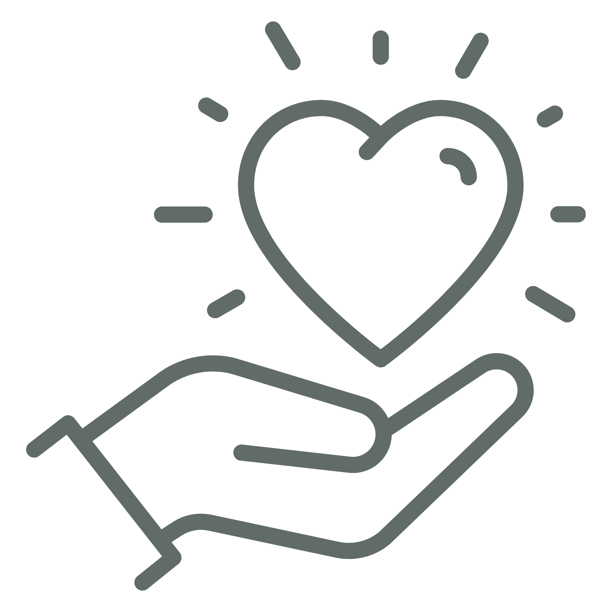 Icône représentant une main avec un cœur, symbolisant l'engagement humain et la bienveillance du réseau Petit Chêne