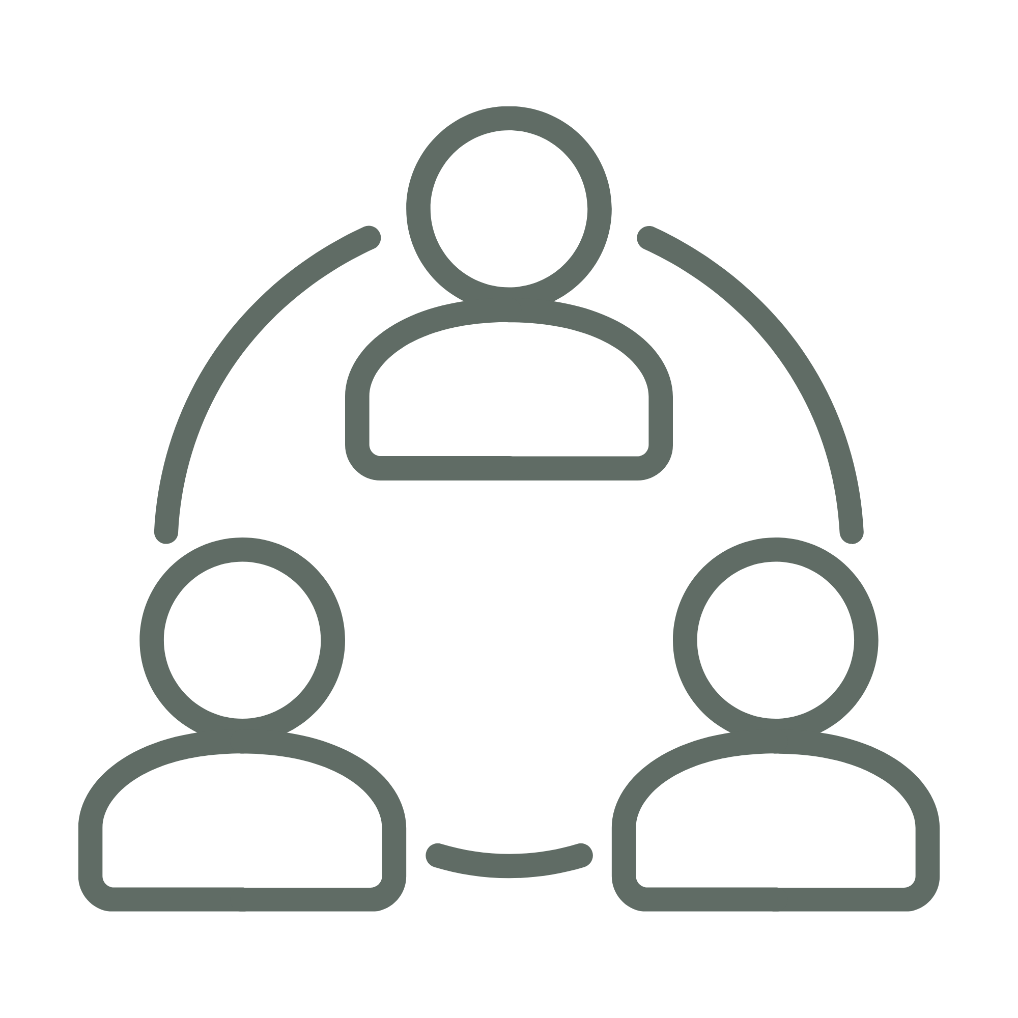 Icône représentant trois personnes en cercle, symbolisant le partenariat structuré du réseau Petit Chêne