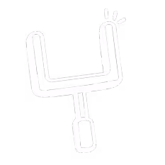 White neon-style illustration of a rugby goalpost on a black background.