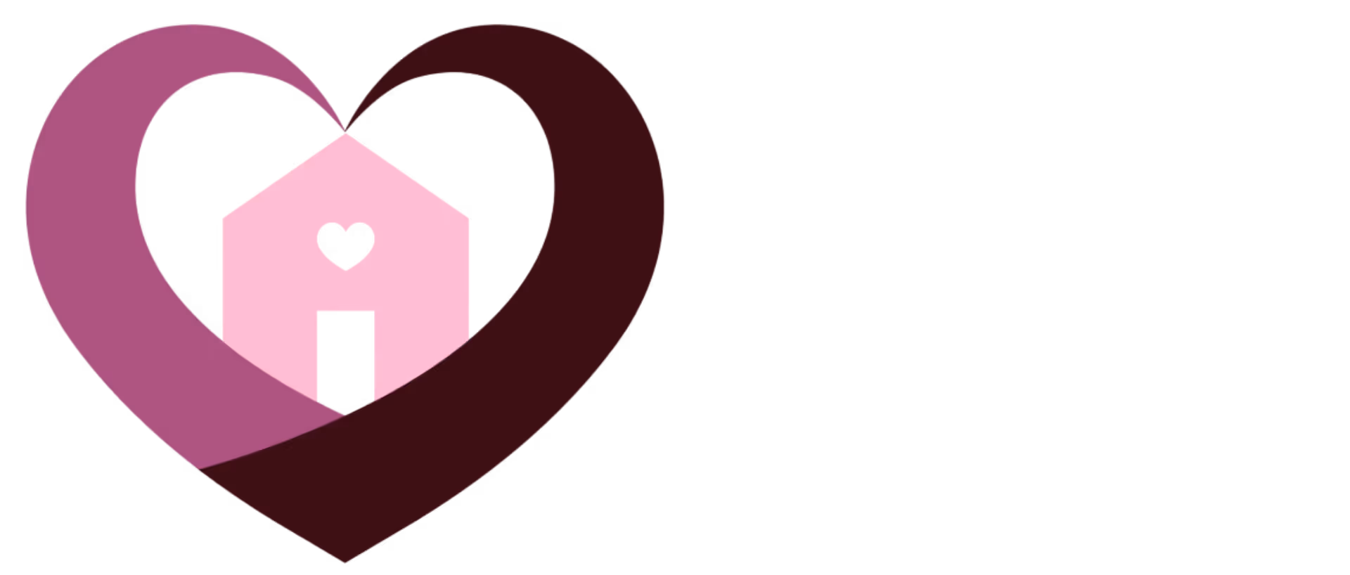 Logo mit einem Herz, das ein Haus mit einem kleineren Herzfenster umschließt,