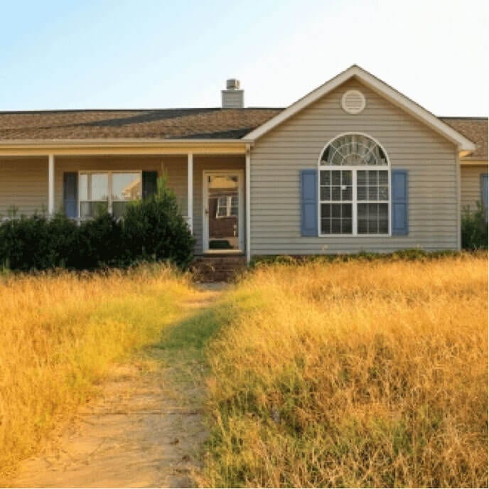 house with unkept yard