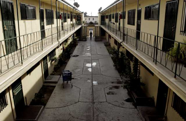 courtyard of old apartment building