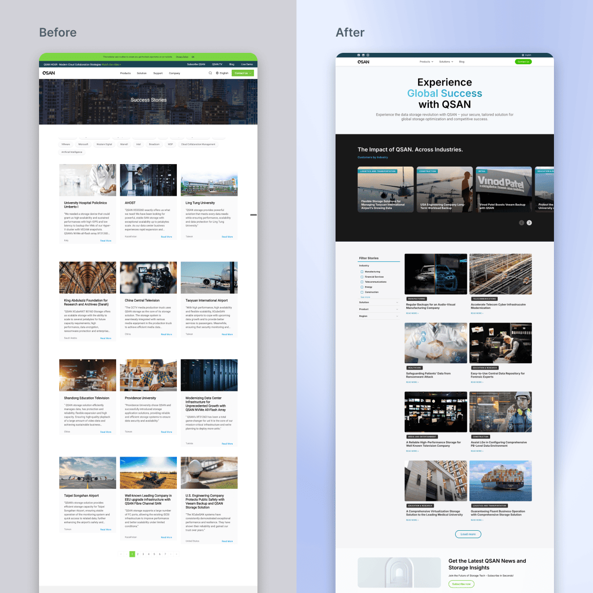 UI Design Result Before vs After-Single Page