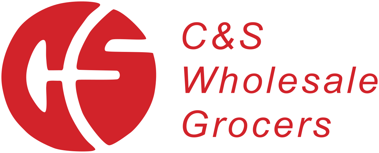 C&S Wholesale Grocers logo with stylized red circular design and red text.