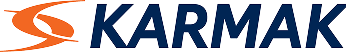 KARMAK company logo with stylized orange symbol to the left of the text.