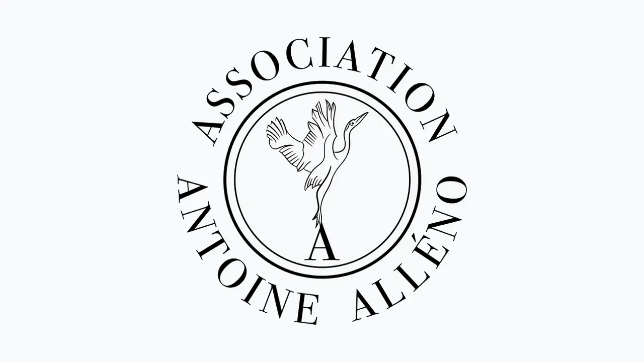 Logo de l'association Alleno, fond blanc et logo noir - Ecriture "association Antoine Alleno"