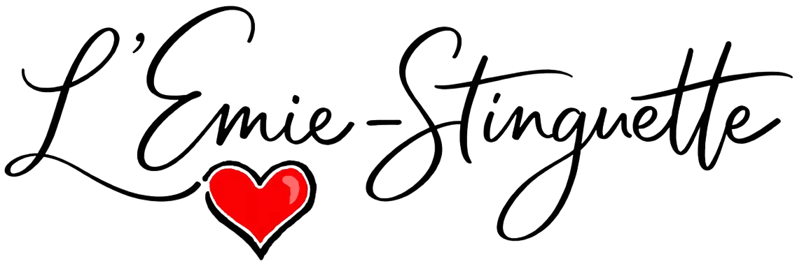 Signature Logo L'Emie-Stinguette, style manuscrit avec beaucoup de finesse et d'élégance. Un cœur est intégré sous le prénom Emie