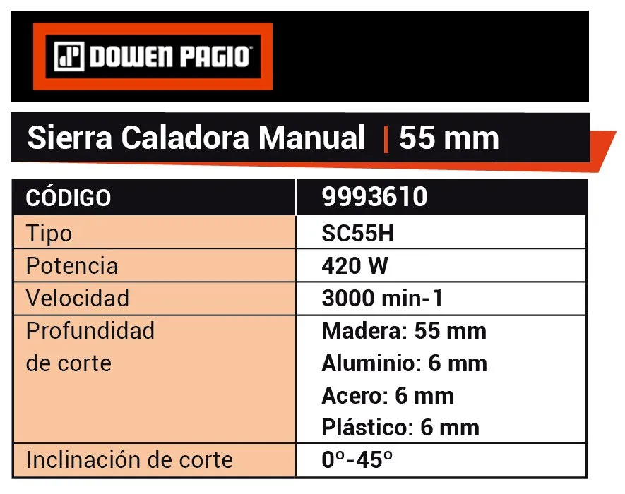 Sierra Caladora Manual - 55 mm - 9993610 | Dowen Pagio