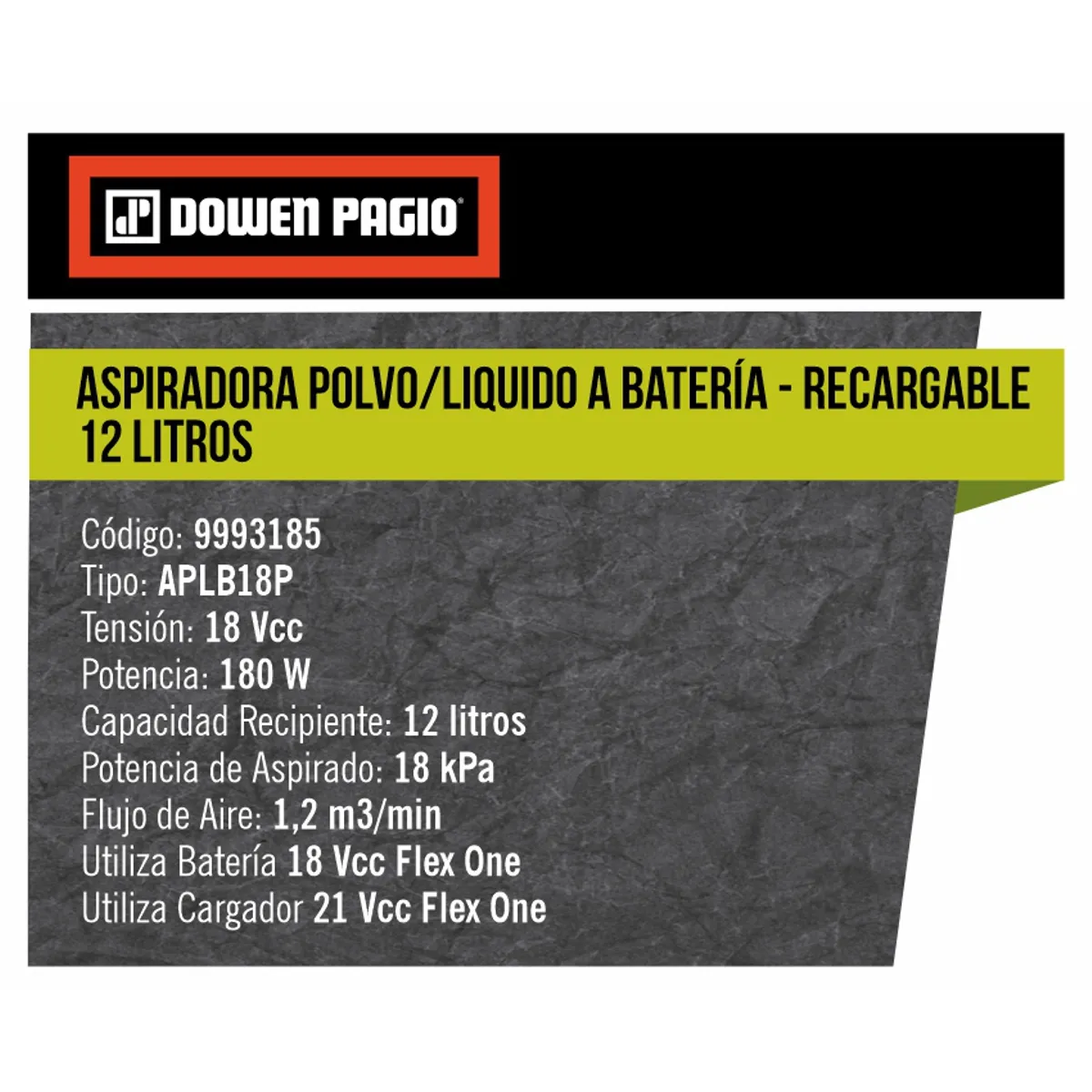 Aspiradora Polvo/Líquido a Batería - 12 Litros - 9993185 | Dowen Pagio