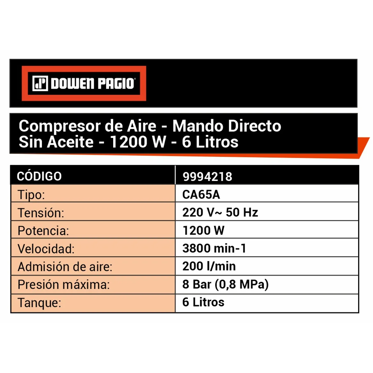 Compresor de Aire - Sin Aceite - 9994218 | Dowen Pagio