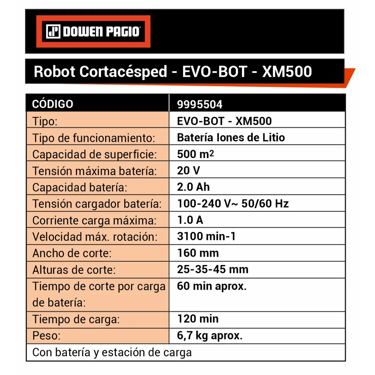 Robot Cortacésped Evo-Bot XM500 - 9995504 | Dowen Pagio