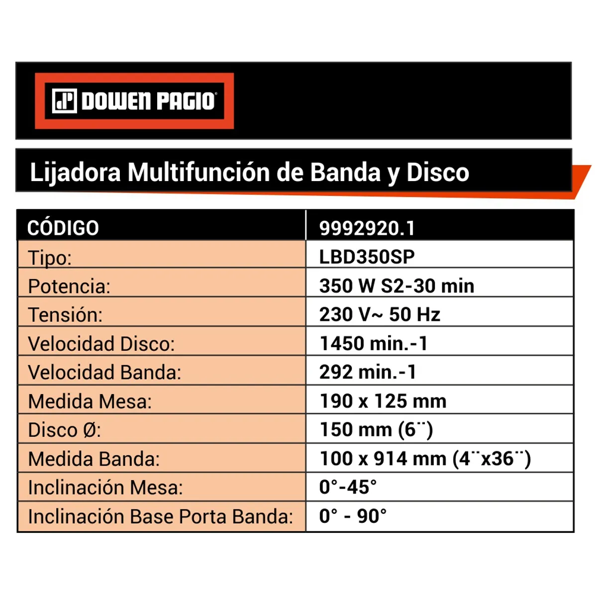Lijadora Multifunción de Banda y Disco - 9992920.1 | Dowen Pagio