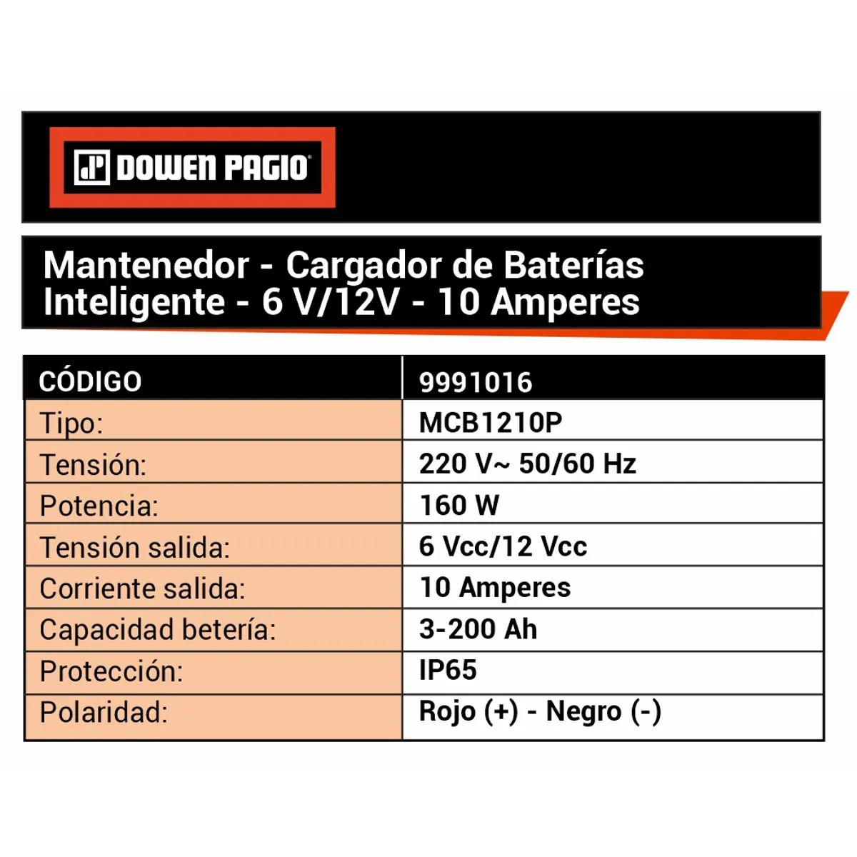 Mantenedor/Cargador de Baterías - 9991016 | Dowen Pagio
