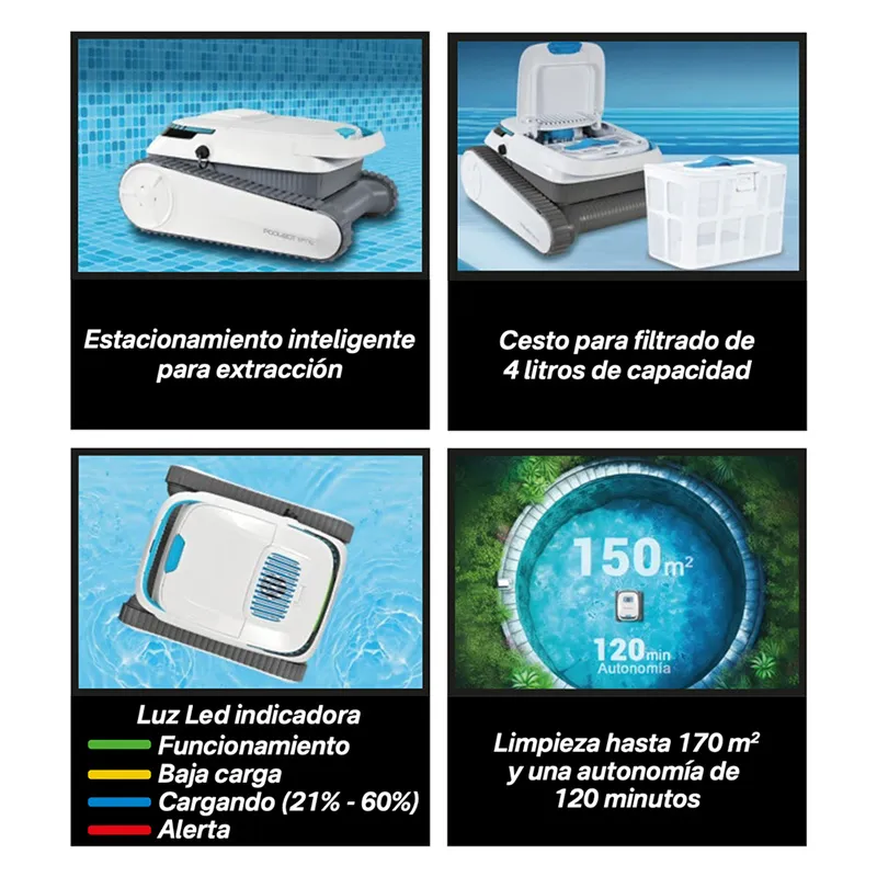 Robot Limpia Fondo y Paredes para Piscinas a Batería - 9995708 | Dowen Pagio