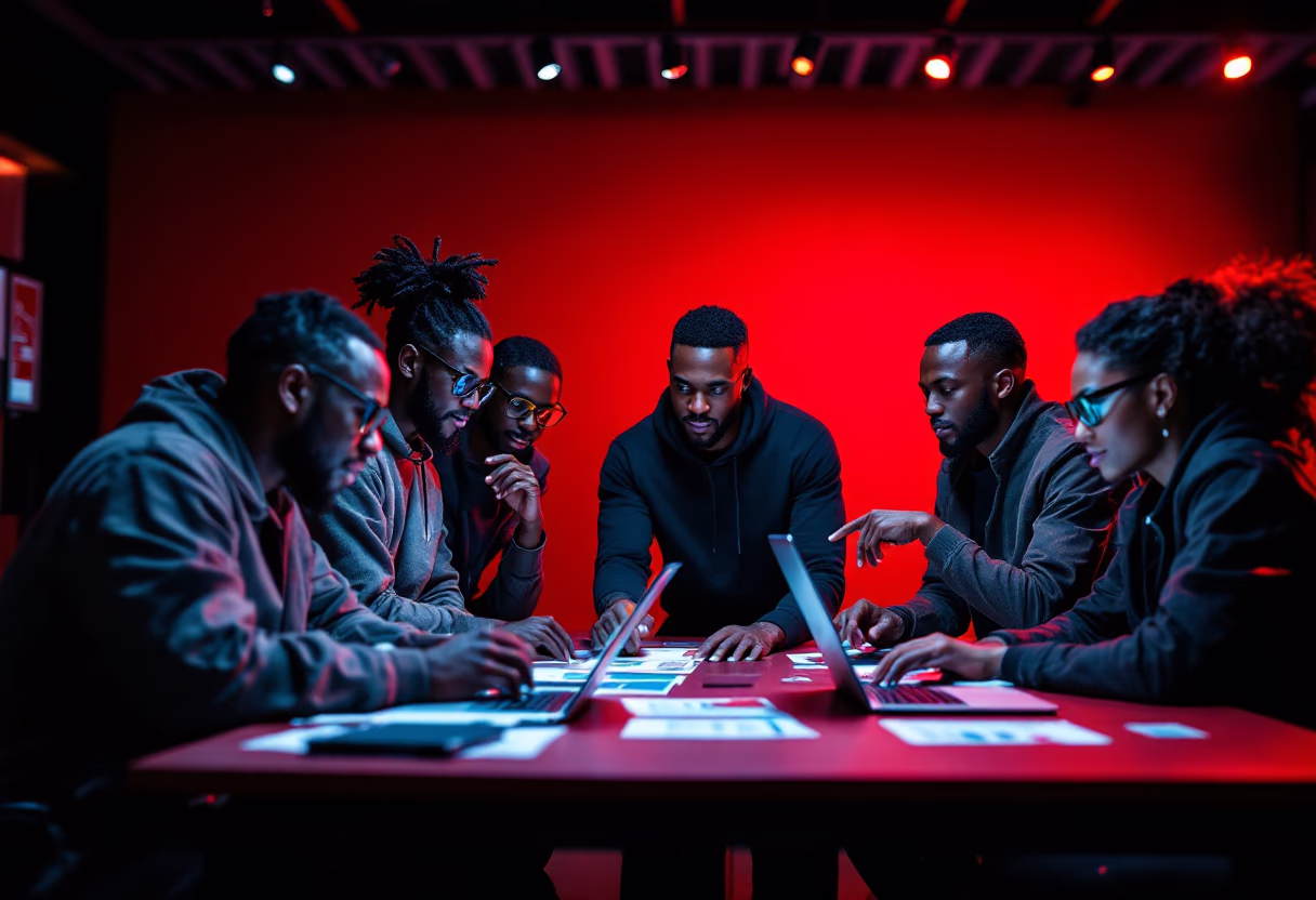 image of a team brainstorming in an office (for a web development agency)