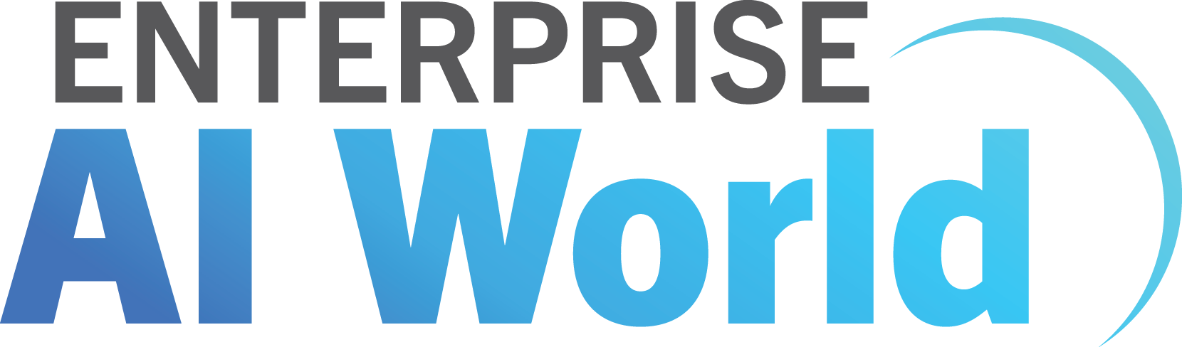 Enterprise AI World logo with gradient blue text and a partial blue circular arc on the right.