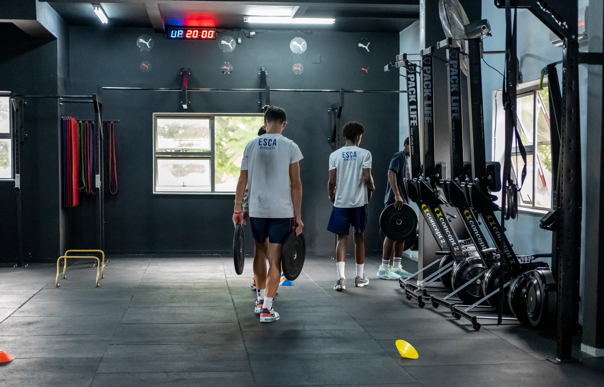 Esca People Exercising With Weights In Gym