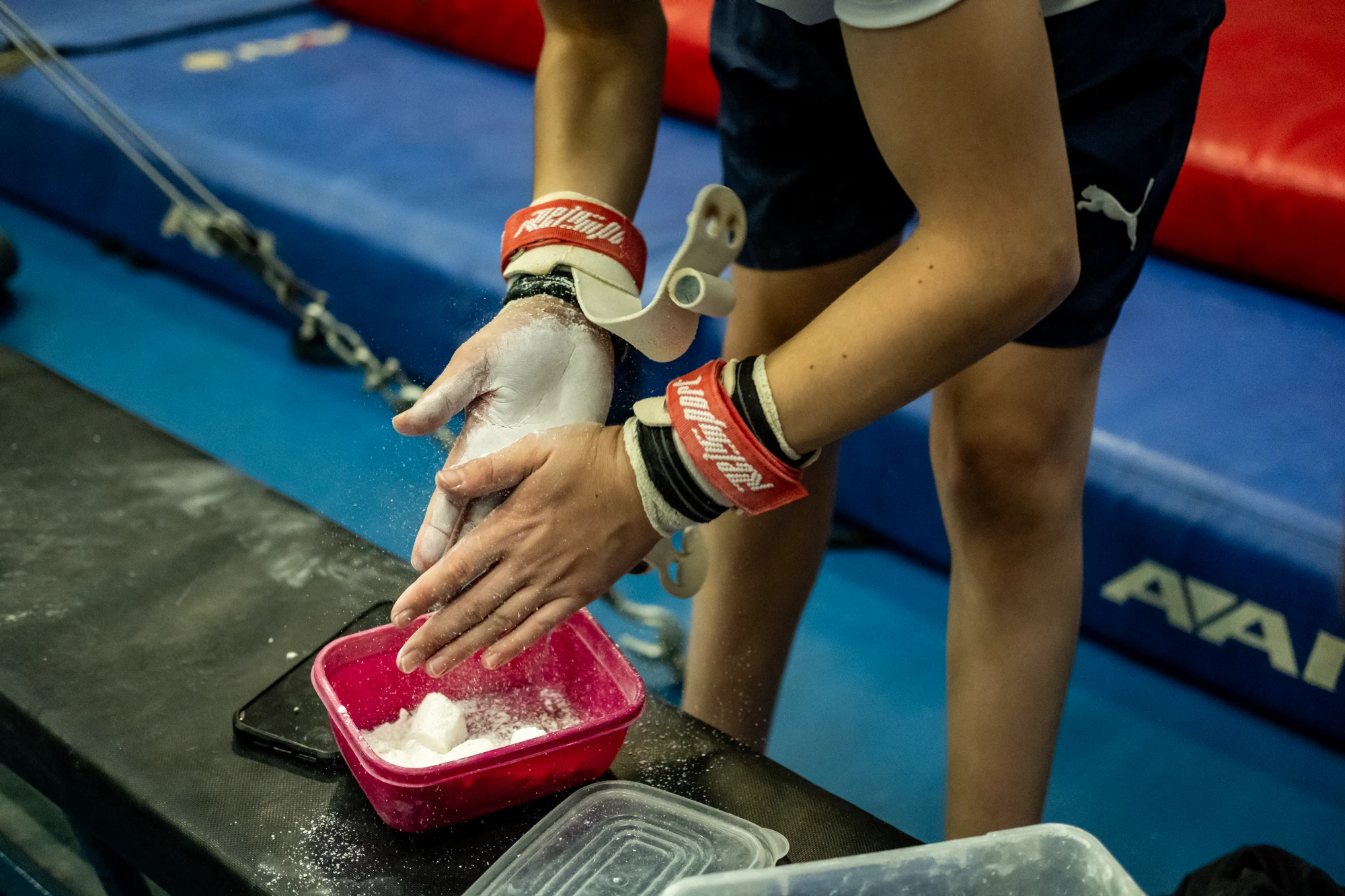 Esca Chalk Being Prepared For Gymnastics
