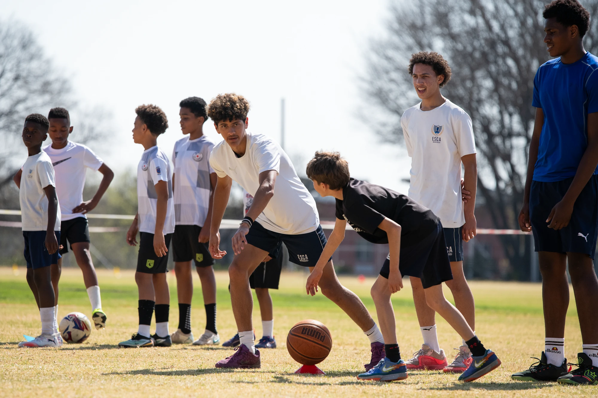 Esca Young Soccer Players Lined Up