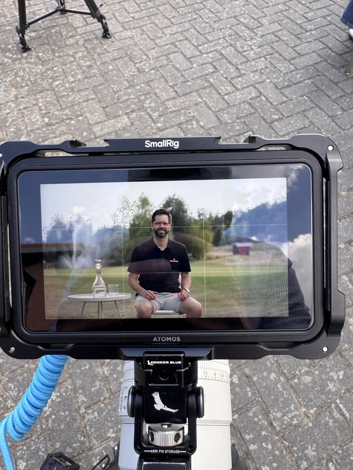 Monitor an der Kamera zeigt das Interviewbild