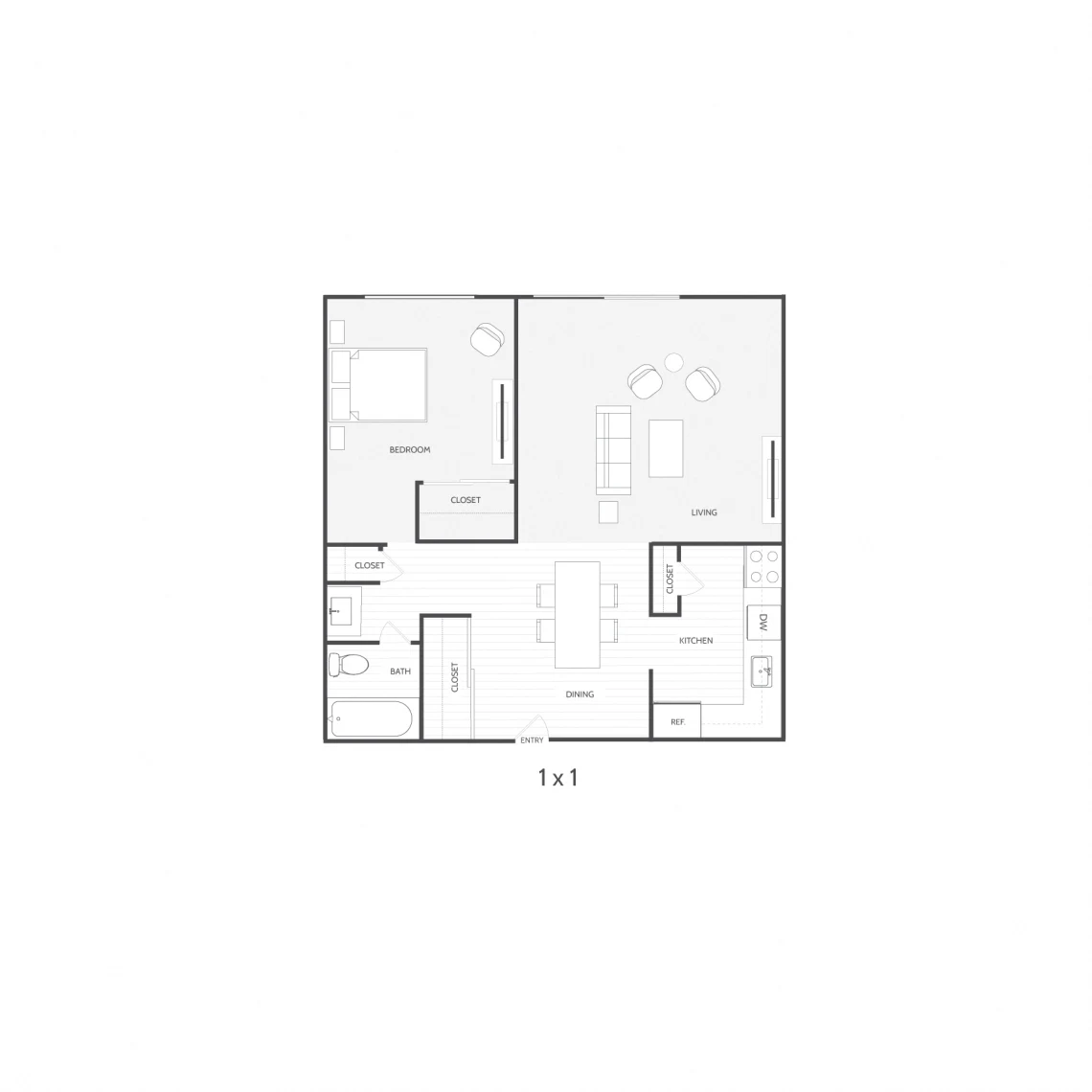 1-1 Apartment Floor plan