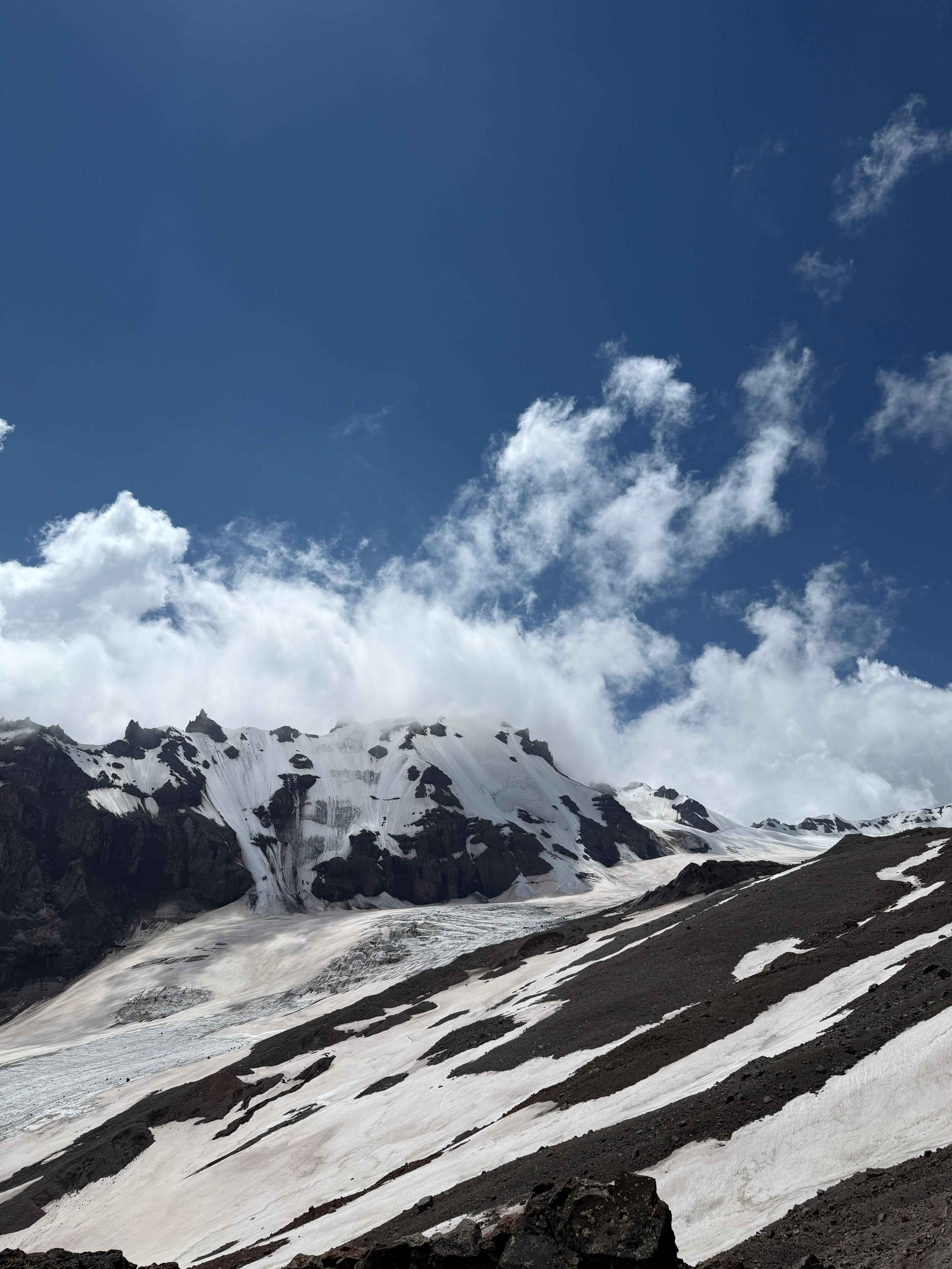 The glacier below the Kazbek summit ridge