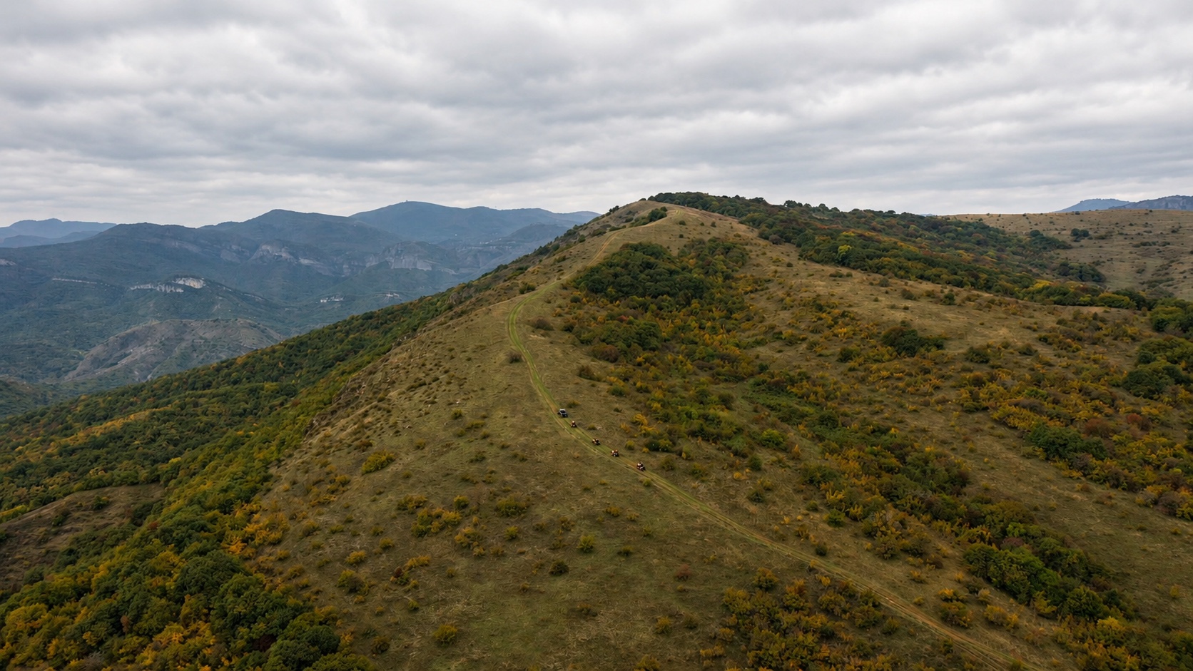 Quad tour along a ridge in the Caucasus