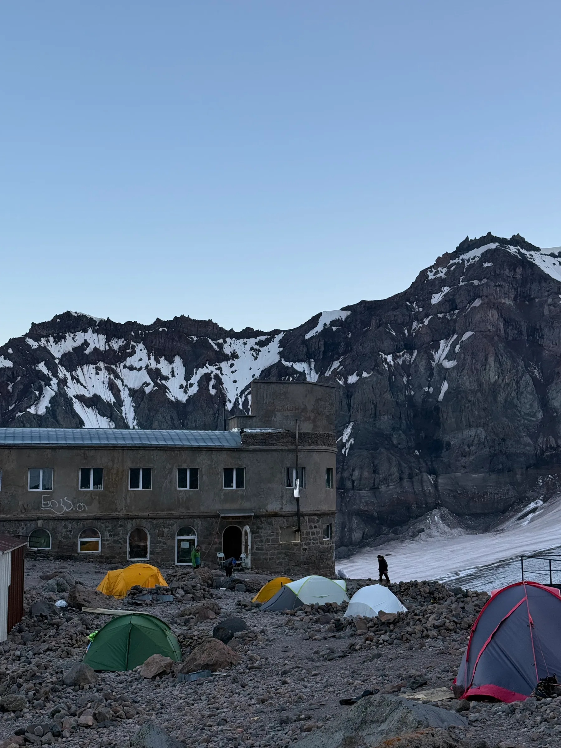 Camp below the Kazbek ridge