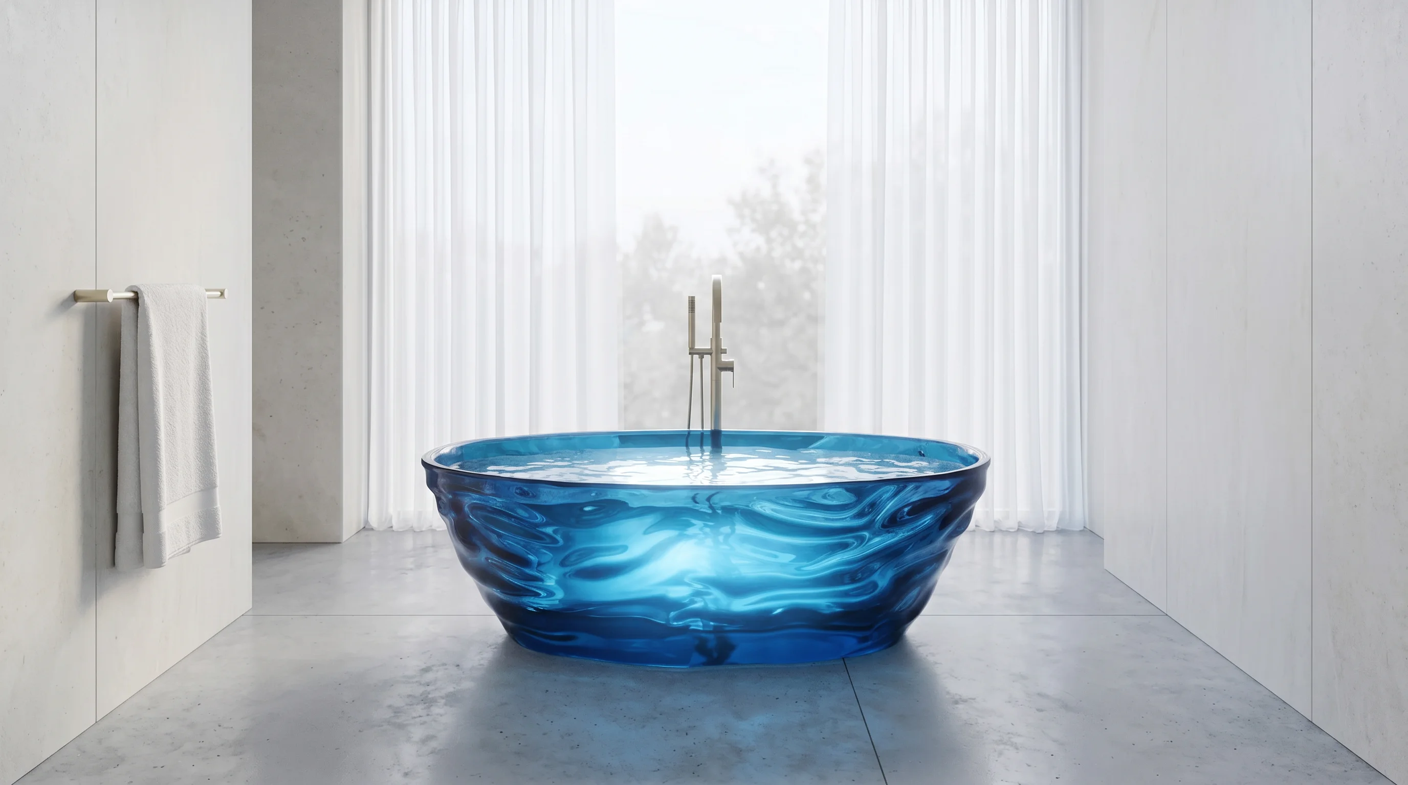 Aquaire freestanding sculptural blue bath