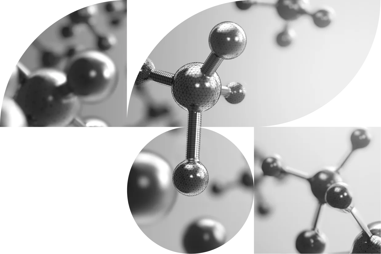 Molecular structures in a split collage