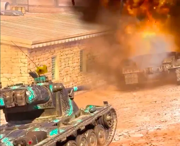 Four children dressed in winter clothes and hats standing against a light background with a purple horizontal brushstroke.